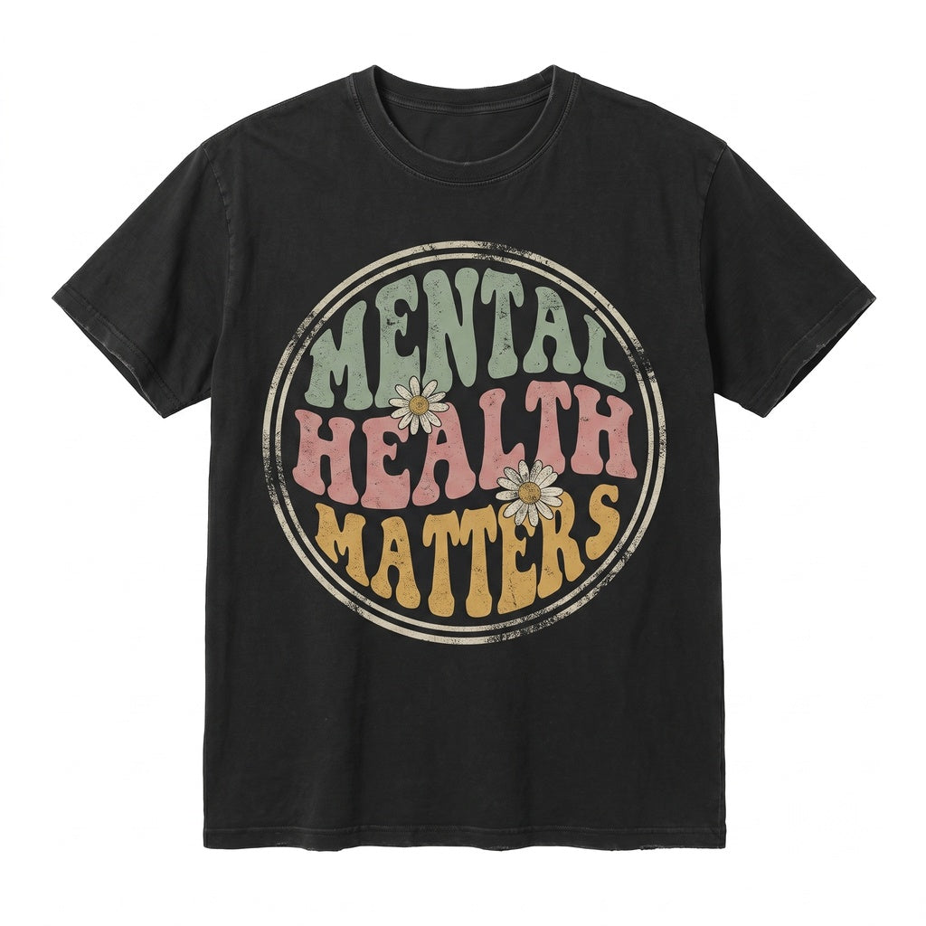 Mental Health Matters Floral Awareness Therapist ADHD Autism Neurodiversity Graphic Top Unisex TShirt