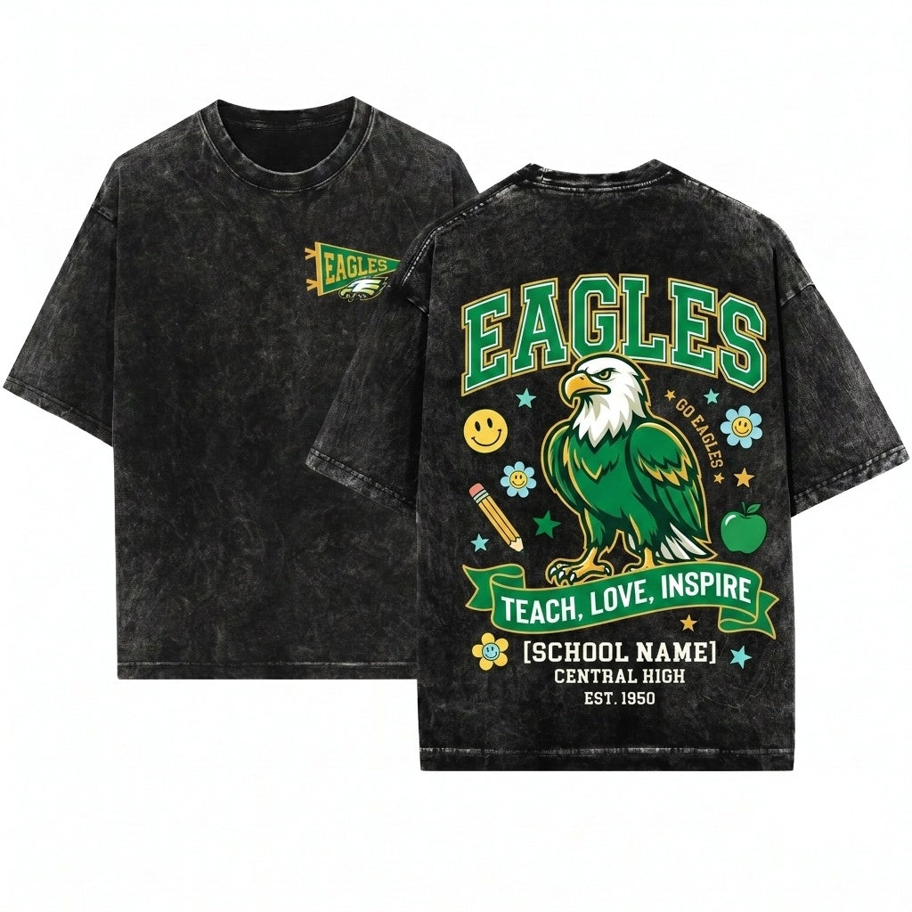 Custom School Mascot Baseball Personalized Teacher Team Back to School Gift Unisex Wash T-Shirt