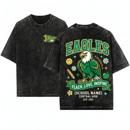 Custom School Mascot Baseball Personalized Teacher Team Back to School Gift Unisex Wash T-Shirt