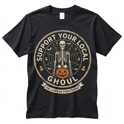 Support Your Local Ghoul Vintage Halloween Crewneck, Spooky Season Graphic Unisex TShirt
