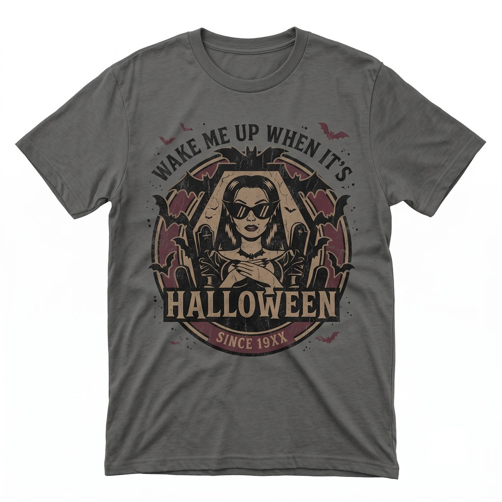 Wake Me When Its Halloween Funny Spooky Snarky Sarcastic Graphic Fall Novelty Unisex TShirt