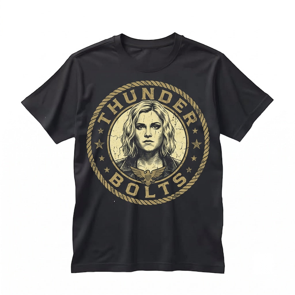 Vintage ThunderVintage Oversized Thunderbolts Superhero Team Yelena Belova Bucky Barnes Comic Fan Apparel Graphic Cotton Unisex