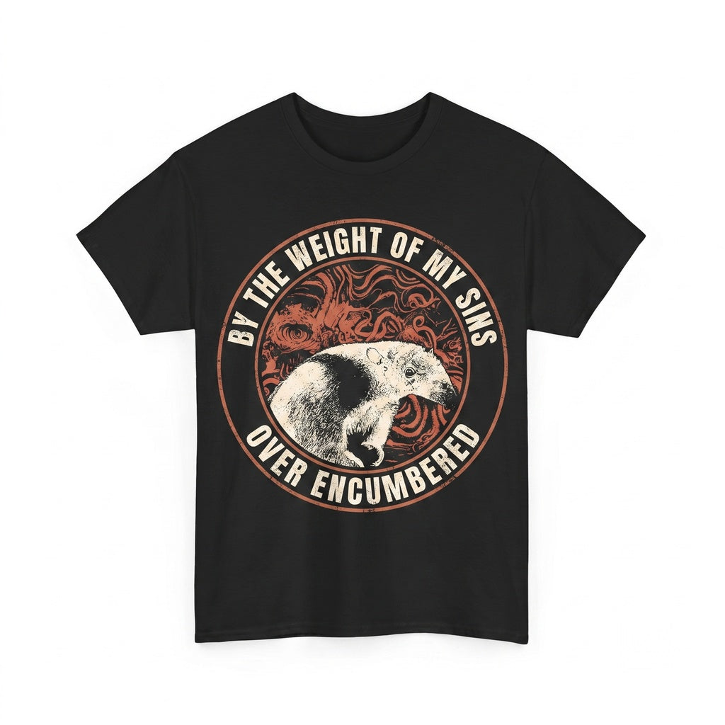 Funny Gamer Over Encumbered Graphic Anteater Animal RPG Humor Short Sleeve Cotton Apparel Unisex TShirt