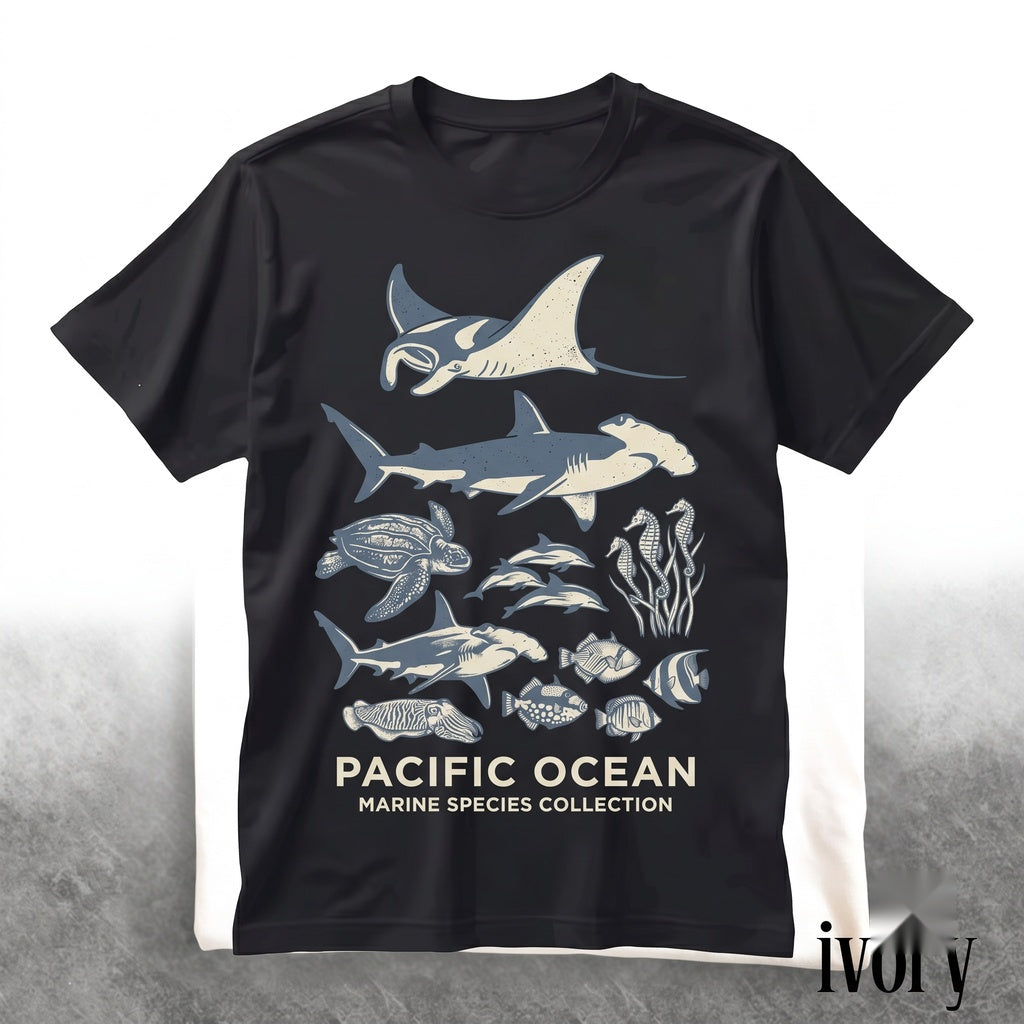 Retro Sea Animal Graphic Marine Species Collection Old School Coastal Nature Ocean Present Unisex TShirt