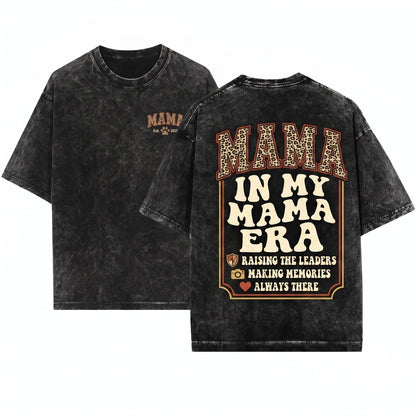 Mama Leopard Print Garment Dyed Gift Unisex Wash T-Shirt