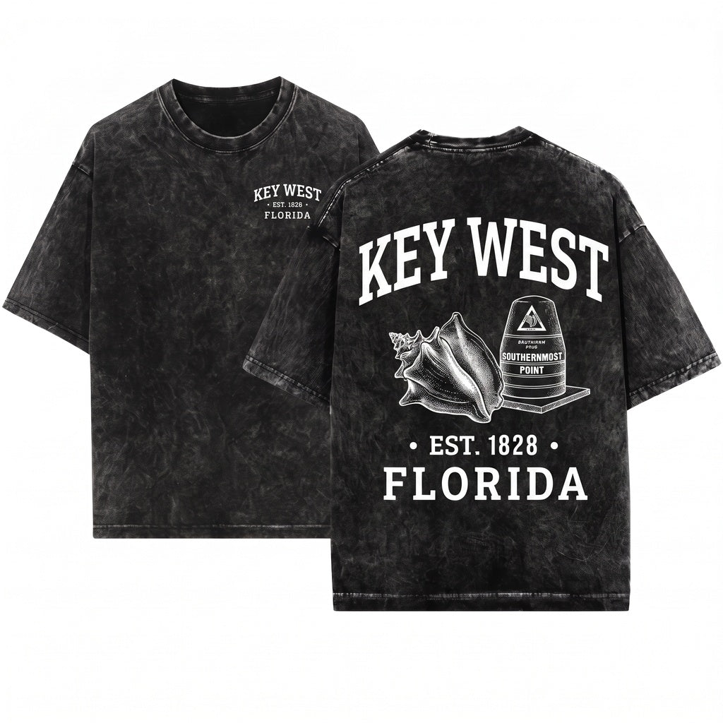 Key West Florida Tropical Island Ocean Beach Coastal Summer Vacation Tourist Gift Graphic Style Design Unisex Wash T-Shirt