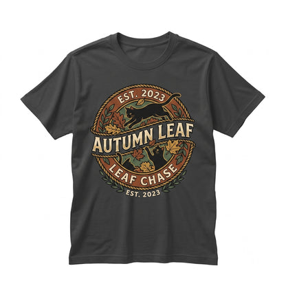 Black Cats Fall Leaves Sweatshirt Embroidered Cozy Autumn Lover Pullover Cute Halloween Gift Unisex TShirt
