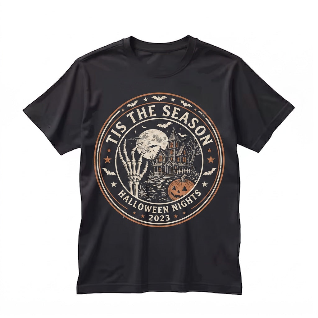 Tis The Season Halloween Skeleton Hand Graveyard Haunted House Aesthetic Spooky Fall Gift Unisex TShirt