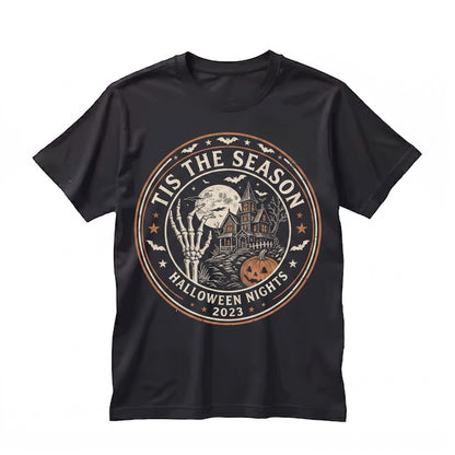Tis The Season Halloween Skeleton Hand Graveyard Haunted House Aesthetic Spooky Fall Gift Unisex TShirt