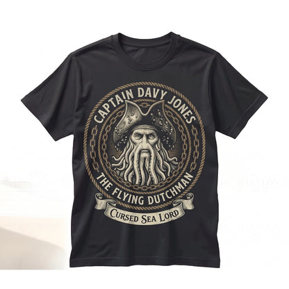 Vintage Davy Jones Theme Park Ocean Ghost Pirate Graphic Cotton Unisex TShirt