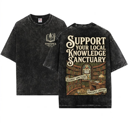 Support Your Local Librarian Read Banned Bookish Embroidered Gift Unisex Wash T-Shirt