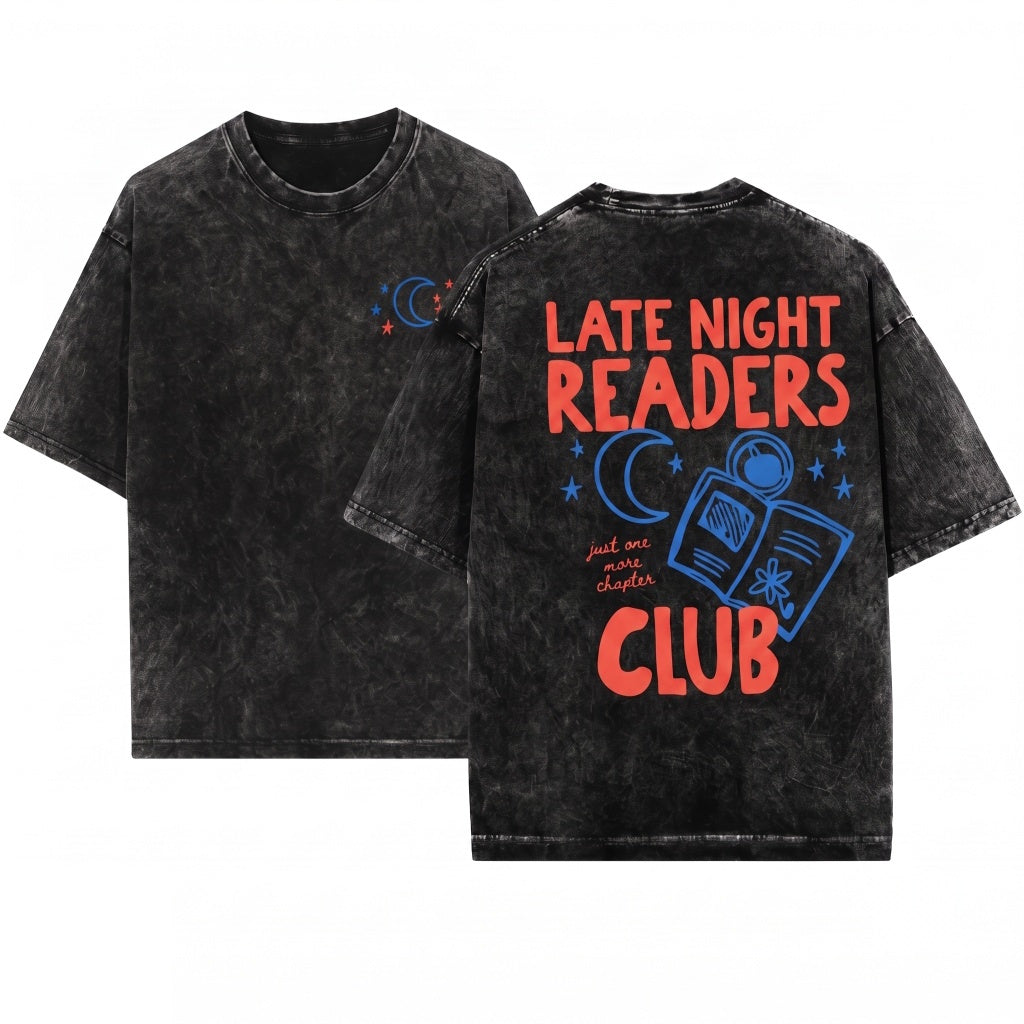 Late Night Readers Club Bookish Graphic Reading Lover Gift Unisex Wash T-Shirt