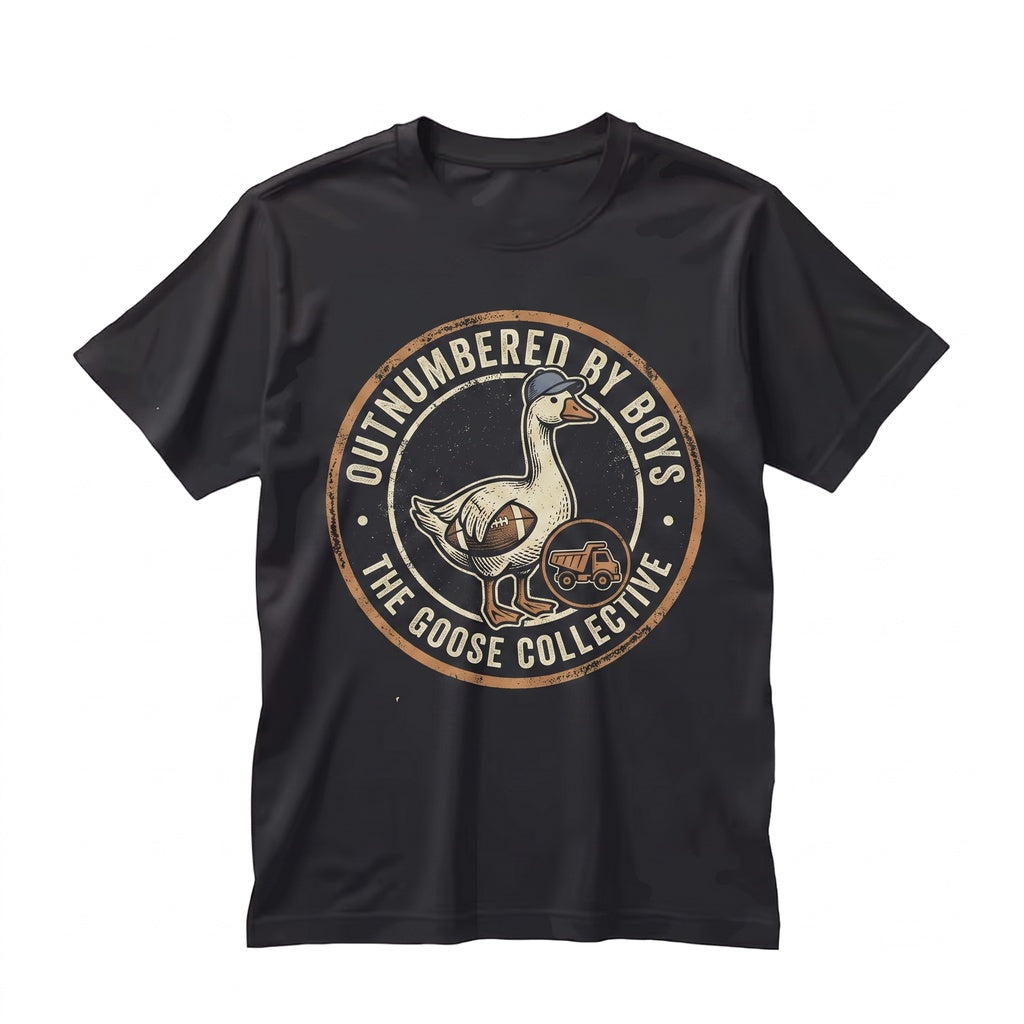 Outnumbered By Boys Goose Graphic Mom Humor Novelty Funny Animal Gift Unisex TShirt