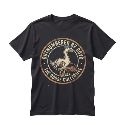 Outnumbered By Boys Goose Graphic Mom Humor Novelty Funny Animal Gift Unisex TShirt