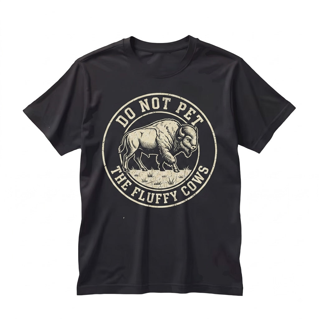 Vintage Bison Cowboy Graphic Funny Do Not Pet The Fluffy Cows Farmer Owner Gift Unisex TShirt