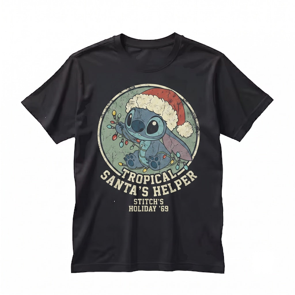 Cute Blue Alien Merry Christmas Lights Festive Holiday Winter Graphic Unisex TShirt