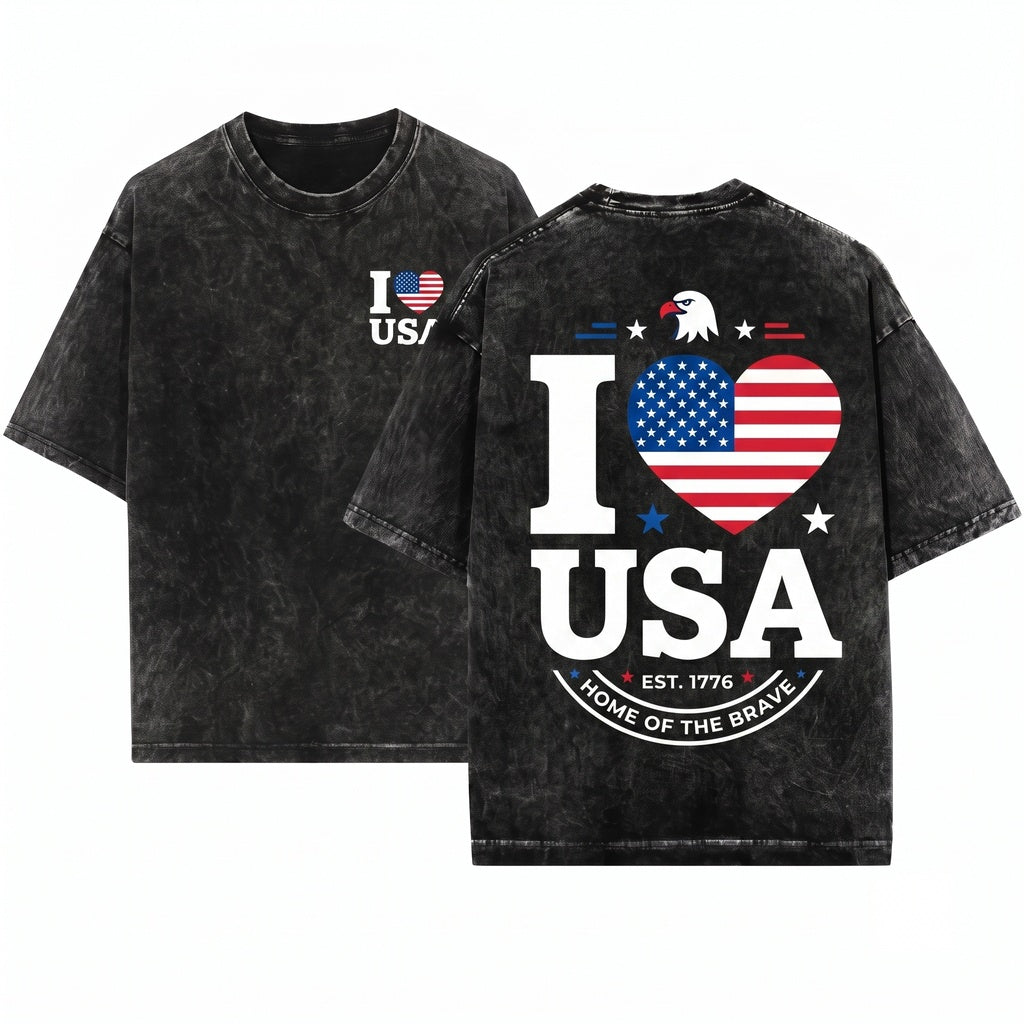 I Love Australia Heart Flag Patriotic Travel Souvenir Gift Graphic Unisex Wash T-Shirt