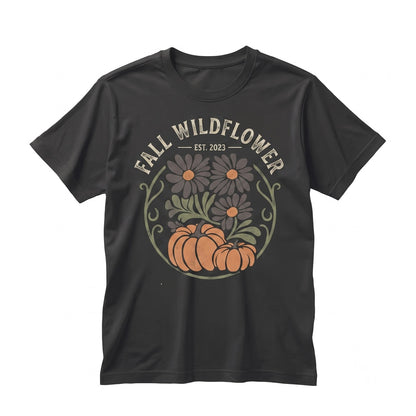 Watercolor Pumpkins and Flowers Halloween Autumn Fall Graphic Aesthetic Unisex TShirt