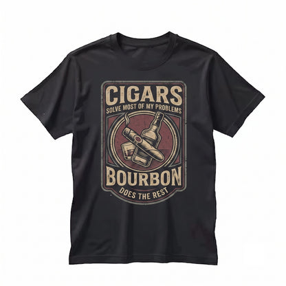 Funny Cigar Bourbon Graphic Fathers Day Birthday Gift For Men, Husband Whiskey Apparel Unisex TShirt