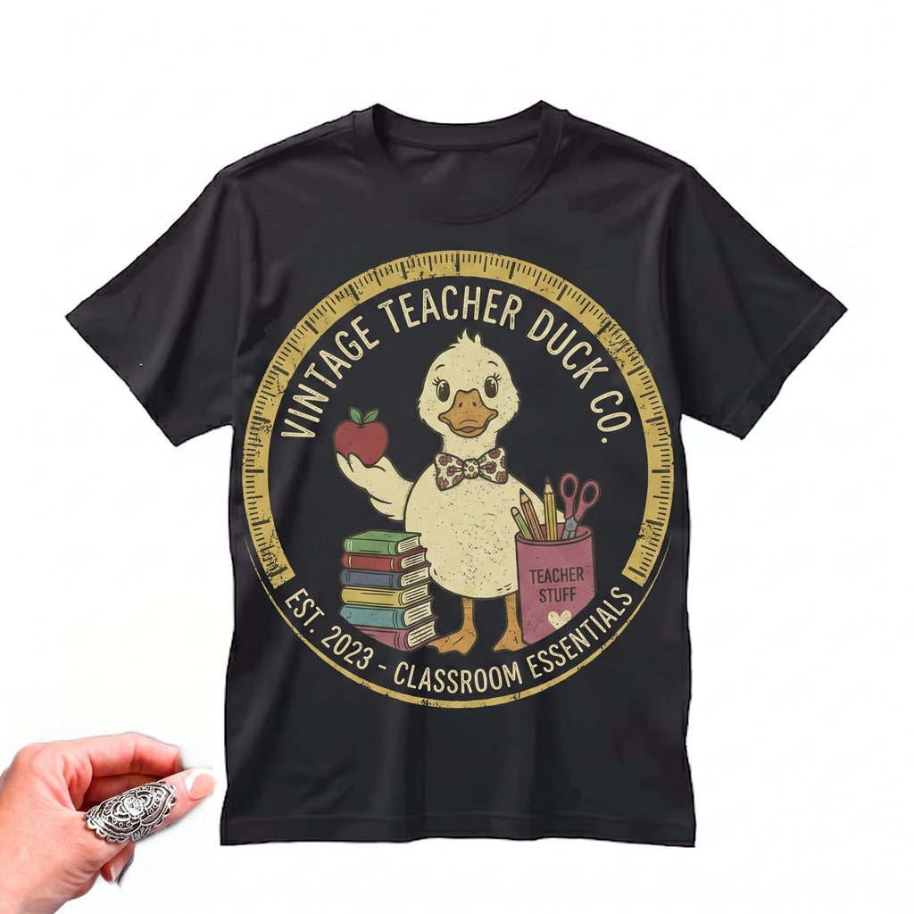 Cute Goose Teacher Graphic Tee, Whimsical Classroom School Funny Reading Education Style Top Gift Unisex TShirt