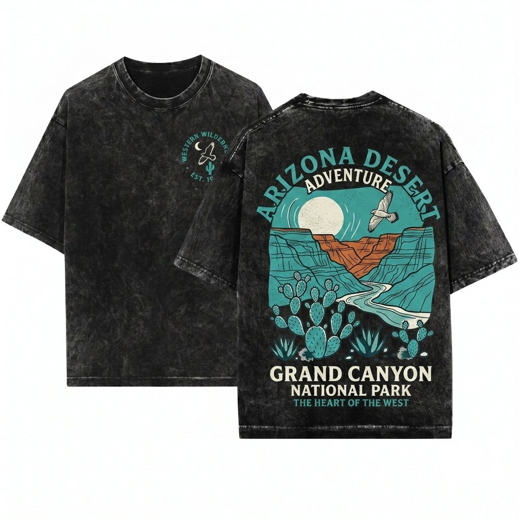 Classic Canyon Desert Moonlit Southwest Nature Vintage Outdoor Scenic Adventure Gift Unisex Wash T-Shirt