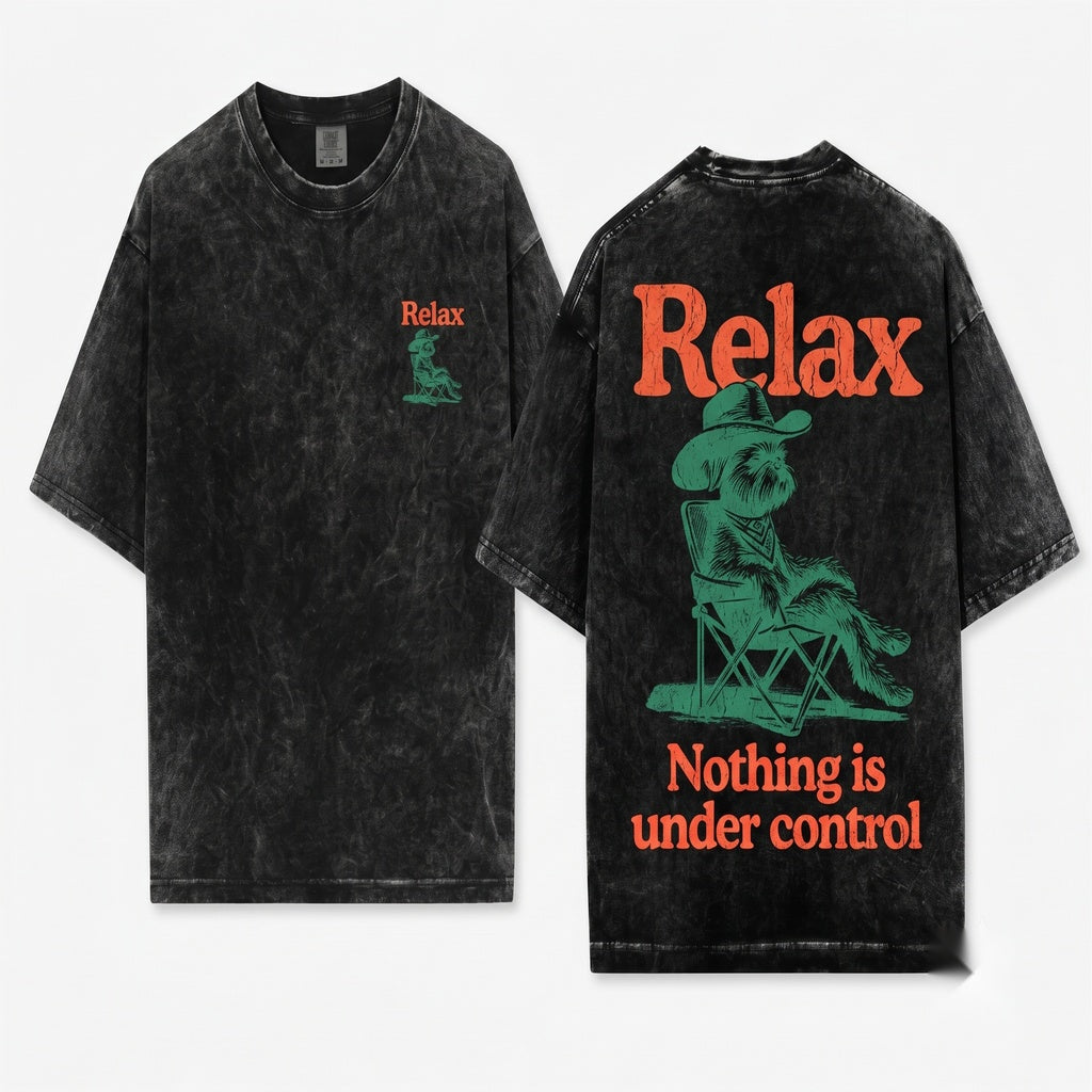 Vintage Brussels Griffon Relax Nothing Is Under Control Summer Dog Mom Dad Gift Chill Vibes Unisex Wash T-Shirt
