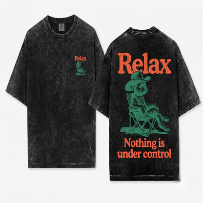 Vintage Brussels Griffon Relax Nothing Is Under Control Summer Dog Mom Dad Gift Chill Vibes Unisex Wash T-Shirt