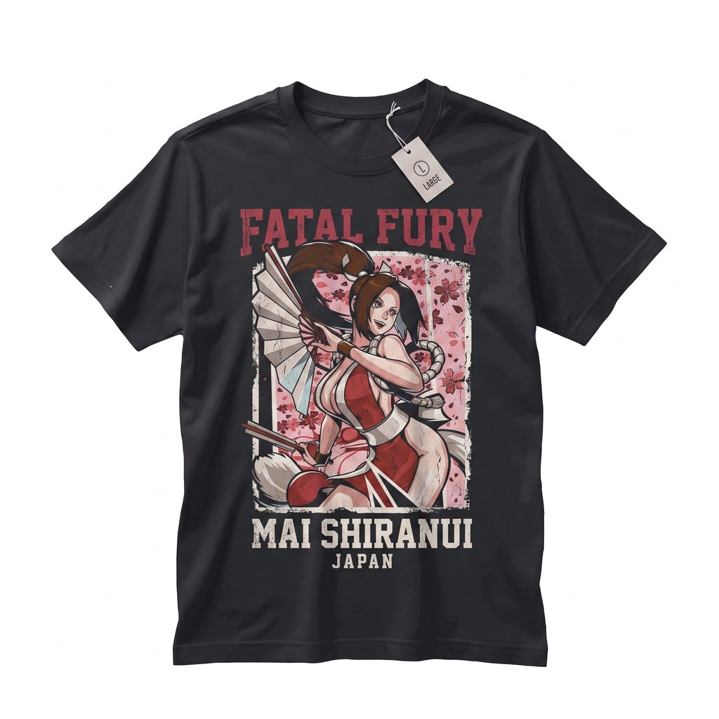 Retro Mai Ninja Flame Fighting Game Anime Waifu Graphic Cotton Unisex TShirt