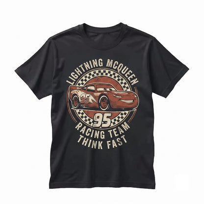 Lightning McQueen 95 Think Fast Checkered Race Car Theme Park Family Vacation Graphic Unisex TShirt