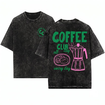 Retro Coffee Club Lover Aesthetic Foodie Trendy Gift Unisex Wash T-Shirt