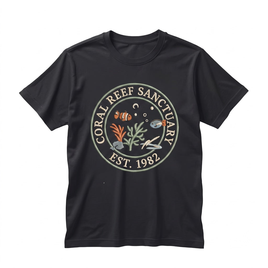 Embroidered Coral Reef Clown Fish Ocean Animals Summer Beach Surf Bum Unisex TShirt