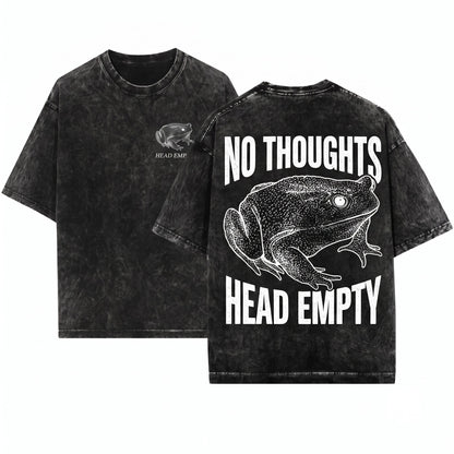 No Thoughts Head Empty Silly Green Frog Funny Meme Quote Graphic Unisex Wash T-Shirt