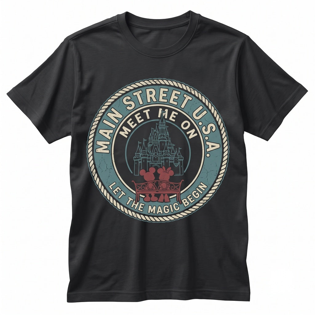 Meet Me On Main Street Couples Mouse Vacation Apparel Theme Park Unisex TShirt