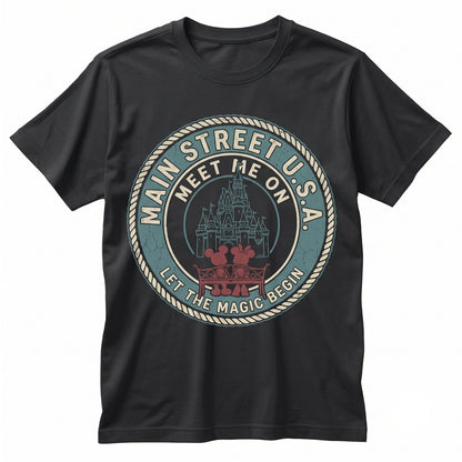 Meet Me On Main Street Couples Mouse Vacation Apparel Theme Park Unisex TShirt