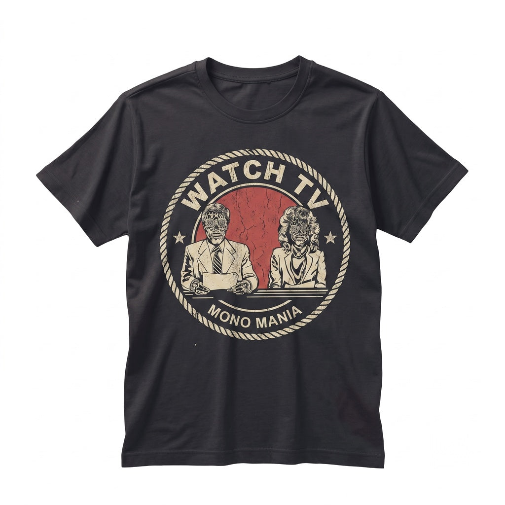 Watch TV Obey Anti Establishment 1980s Sci-Fi Horror Action Aliens Faded Heavyweight Unisex TShirt