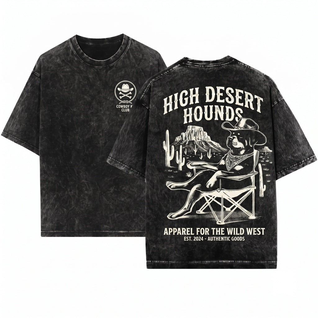 Vintage Western Cowboy Rottweiler Retro Desert Dog Owner Gift Unisex Wash T-Shirt