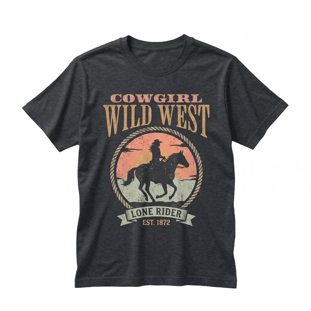Vintage Cowgirl Graphic Retro Wild West Apparel Unisex TShirt