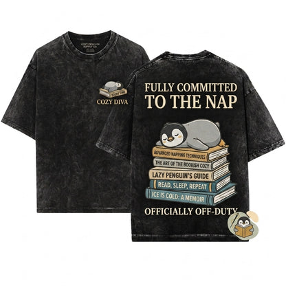 Diva Down Funny Penguin Embroidered Chaotic Cute Animal Meme Gift Unisex Wash T-Shirt
