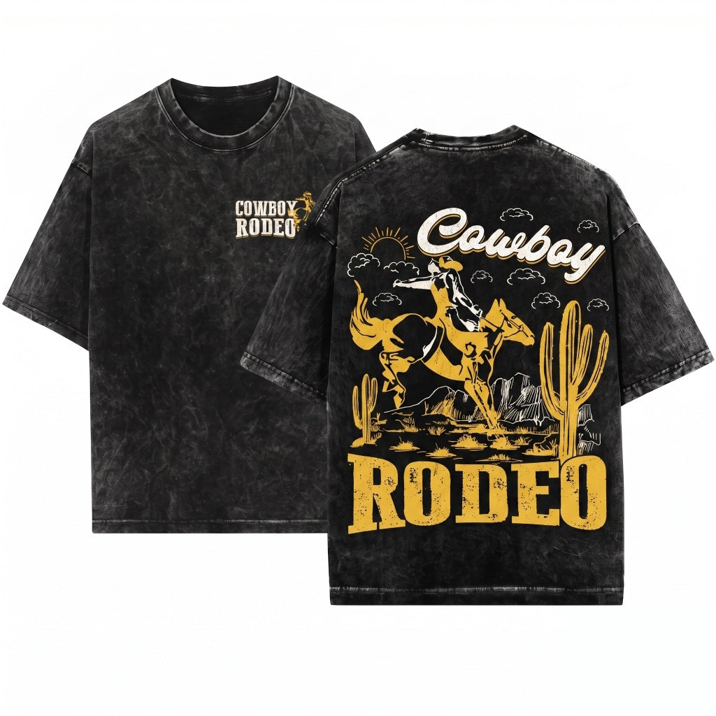 Rodeo 90s Graphic Cowboy Retro Western 2000s Vintage Wild West Gifts Adult Unisex Wash T-Shirt