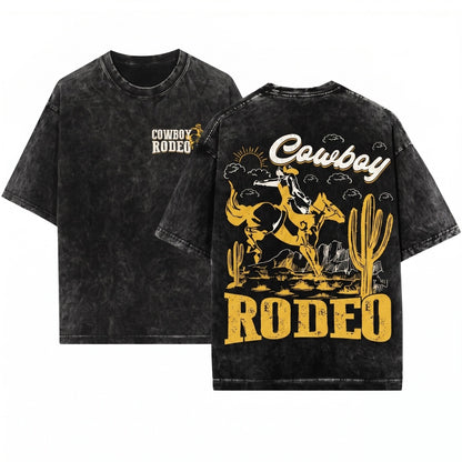 Rodeo 90s Graphic Cowboy Retro Western 2000s Vintage Wild West Gifts Adult Unisex Wash T-Shirt