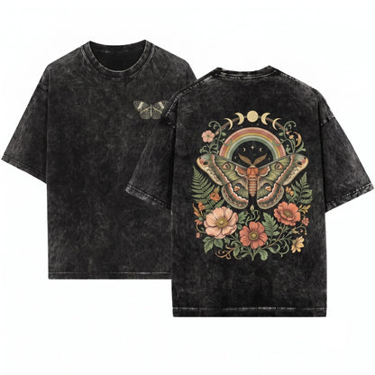 Oversized Boho Butterfly Garment Dyed Aesthetic Gift Unisex Wash T-Shirt