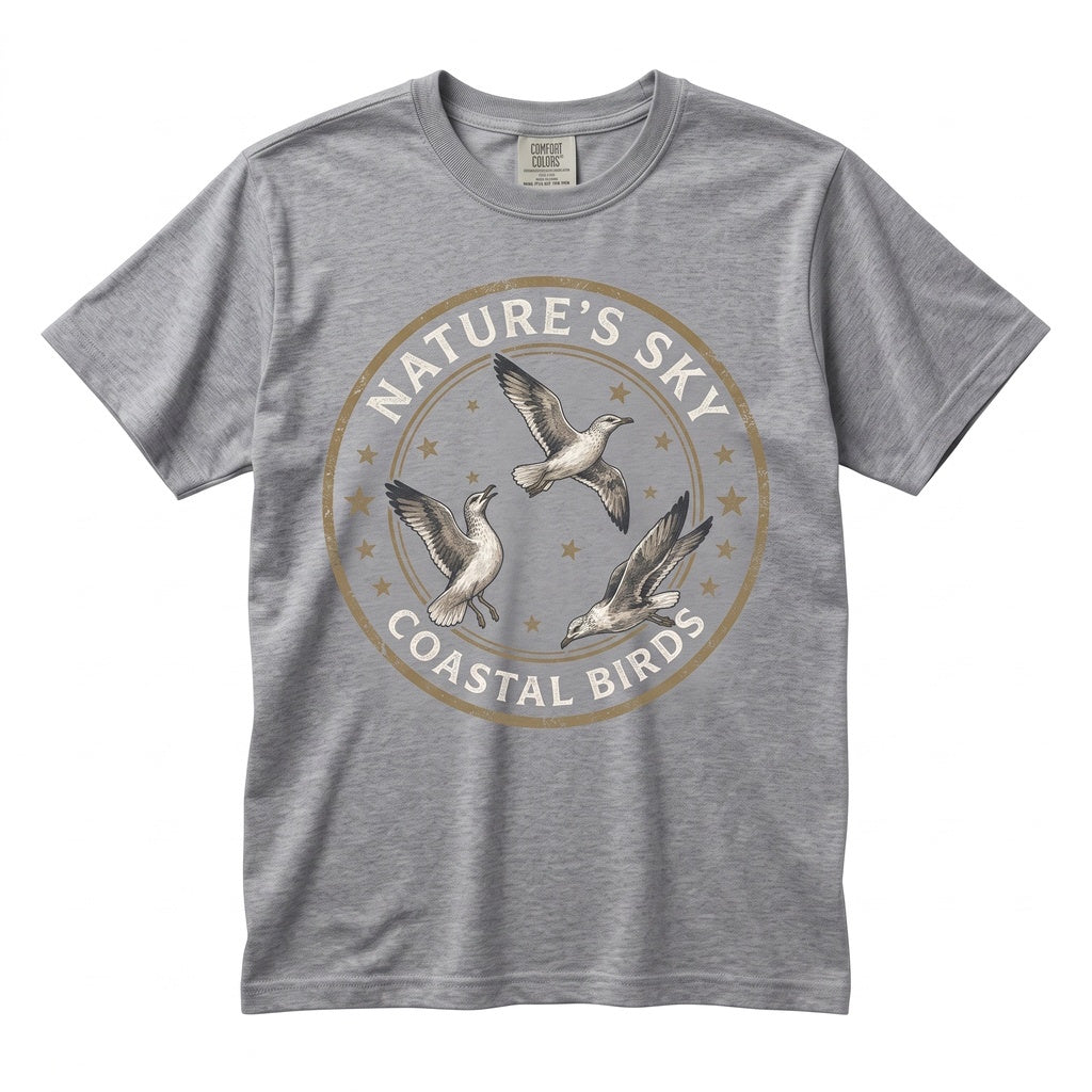 Vintage Seagull Coastal Bird Graphic Top Retro Cute Seaside Aesthetic Beach Lover Gift Artistic Y2K Unisex TShirt