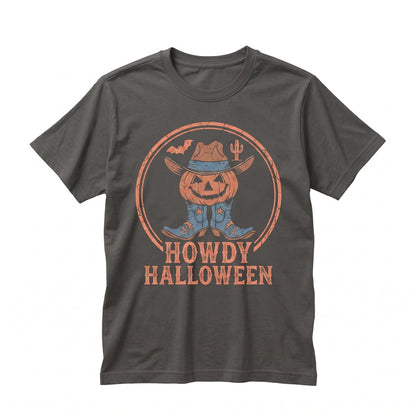 Western Halloween Pumpkin Skeleton Guitar Cactus Graphic Spooky Season Apparel Unisex TShirt