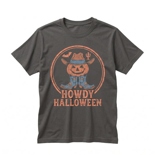 Western Halloween Pumpkin Skeleton Guitar Cactus Graphic Spooky Season Apparel Unisex TShirt