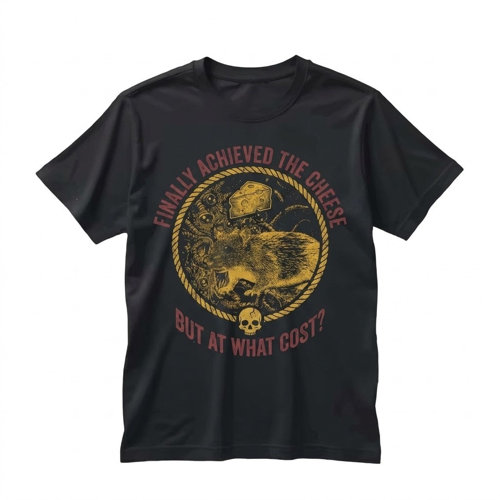 Finally Achieved The Cheese Rat Graphic Funny Meme Cotton Adult Apparel Unisex TShirt