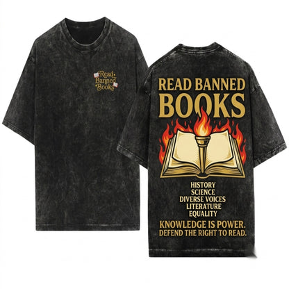 Read Banned Books Librarian Gift Bookworm Unisex Wash T-Shirt