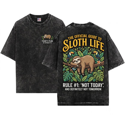 Funny Embroidered Cute Lazy Animal Not Today Sloth Lover Gift Unisex Wash T-Shirt