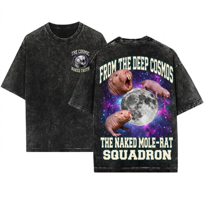 Three Naked Mole Rats Moon Funny Ugly Cute Rodent Graphic Animal Lover Gift Unisex Wash T-Shirt