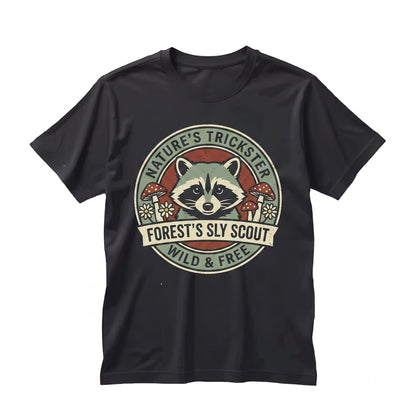 Old School Raccoon Mushroom Graphic Woodland Wildlife Whimsical Forest Nature Animal Lover Gift Unisex TShirt