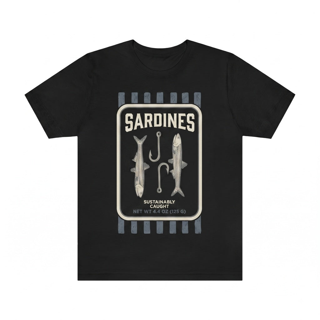 Sardine Fish Graphic Coastal Maritime Ocean Vintage Front Back Print Unisex TShirt